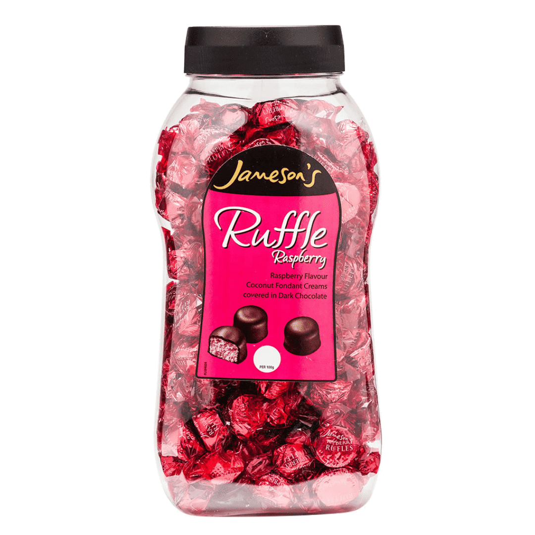 Raspberry Ruffles Label JAMESONS RASPBERRY RUFFLES JAR 1 5KG