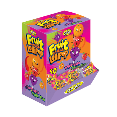 Jojos Fruit on a Stick Pop Lollipop Dropdown Box 50x12g
