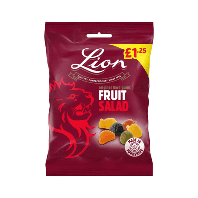 LION FRUIT SALAD GUMS PMP £1.25 12 X130G
