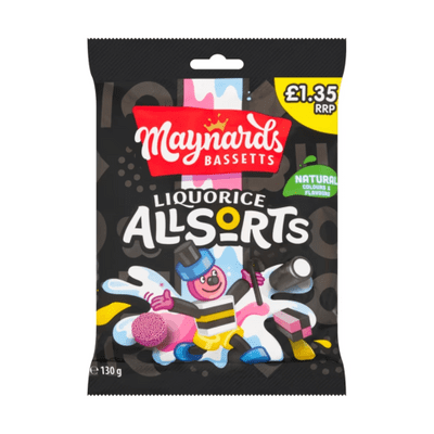 MAYNARDS LIQUORICE ALLSORTS £1.35 PMP 10X130G