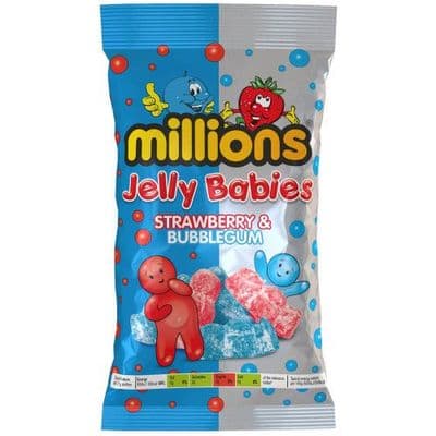 MILLIONS STRAWBERRY & BUBBLEGUM JELLY BABIES 10X190G