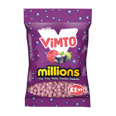 MILLIONS VIMTO BAGS £1.49 PMP 12X100G