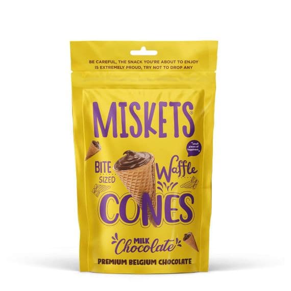 Miskets Milk Chocolate Mini Waffle Cones in 70g peg bags