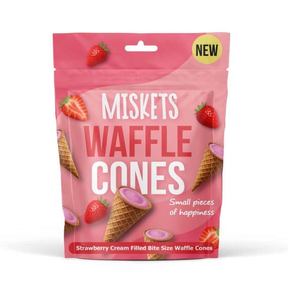 Miskets Strawberry and Cream Mini Waffle Cones