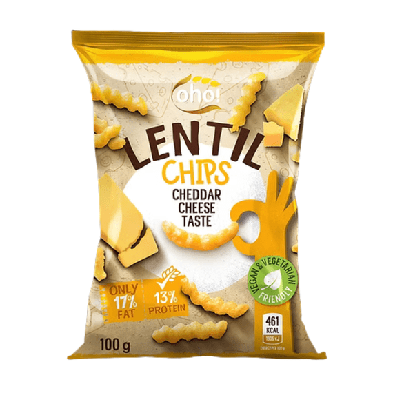 Oho! Lentil Chips Cheddar Cheese 23x100g