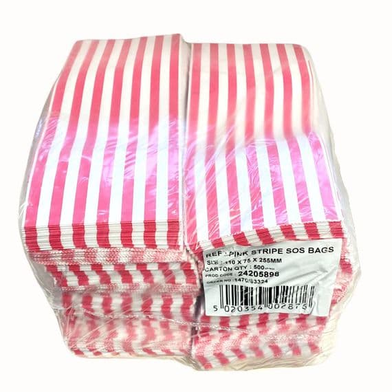 PINK STRIPE PICK N MIX BAGS x 500