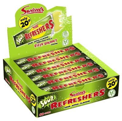 REFRESHERS SOUR APPLE CHEW BARS 60x20p