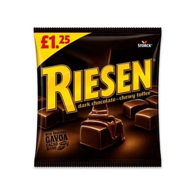 Riesen Dark Chocolate Chewy Toffee Bag PMP £1.25 12x110g