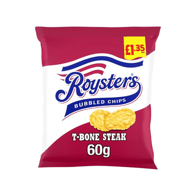 Roysters T-Bone Steak Flavour Crisps £1.35 PMP 20x60g