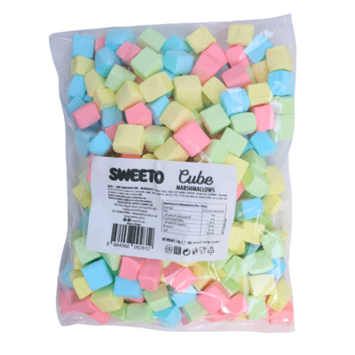 SWEETO MULTICOLOUR CUBE MARSHMALLOWS 1KG