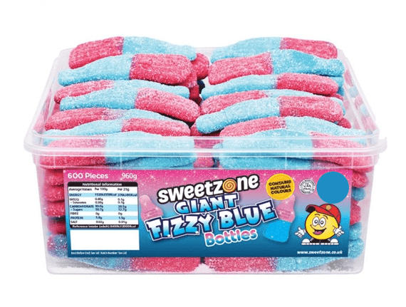 SWEETZONE GIANT FIZZY BLUE BOTTLES 805G TUB