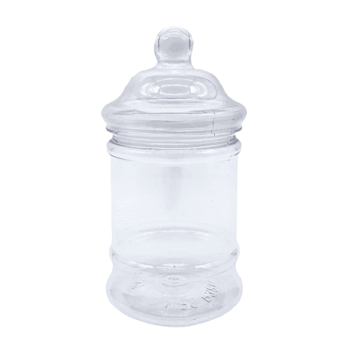Clear Victorian-style 380ml plastic sweet jar with lid