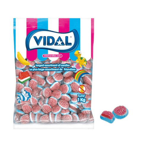 Vidal fruit-flavoured jelly filled brain sweets in a 1kg bag