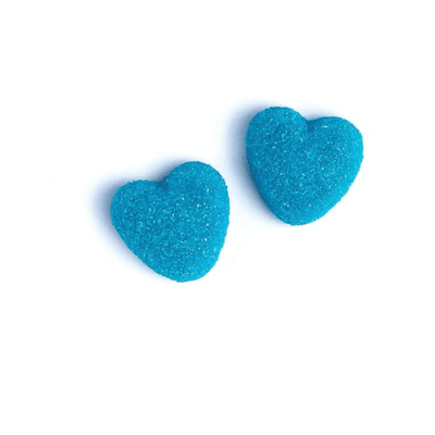 VIDAL JELLY FILLED SHINY BLUE HEARTS TUB 150 COUNT