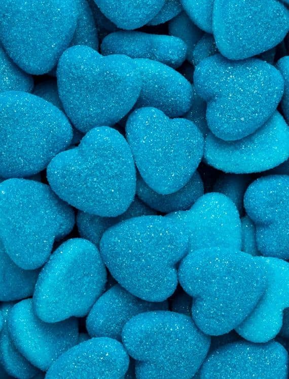 VIDAL SHINY BLUE RASPBERRY HEARTS 1KG