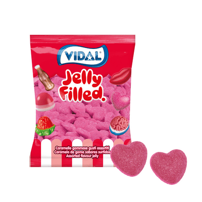 VIDAL SHINY RED STRAWBERRY HEARTS 1KG