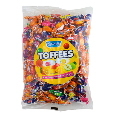 YUMMYS CENTRE FILLED FRUIT TOFFEES 1KG