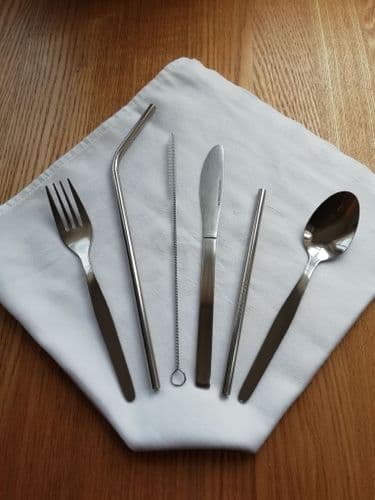 Fiesta Tots Stainless Steel Straw & Children's Cutlery Set