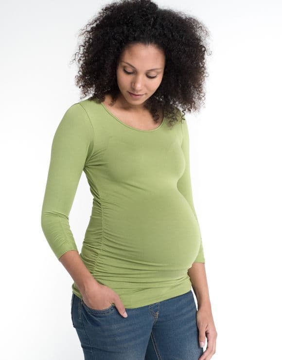 FunMum Ruched LS Maternity Top (green left only) - SALE