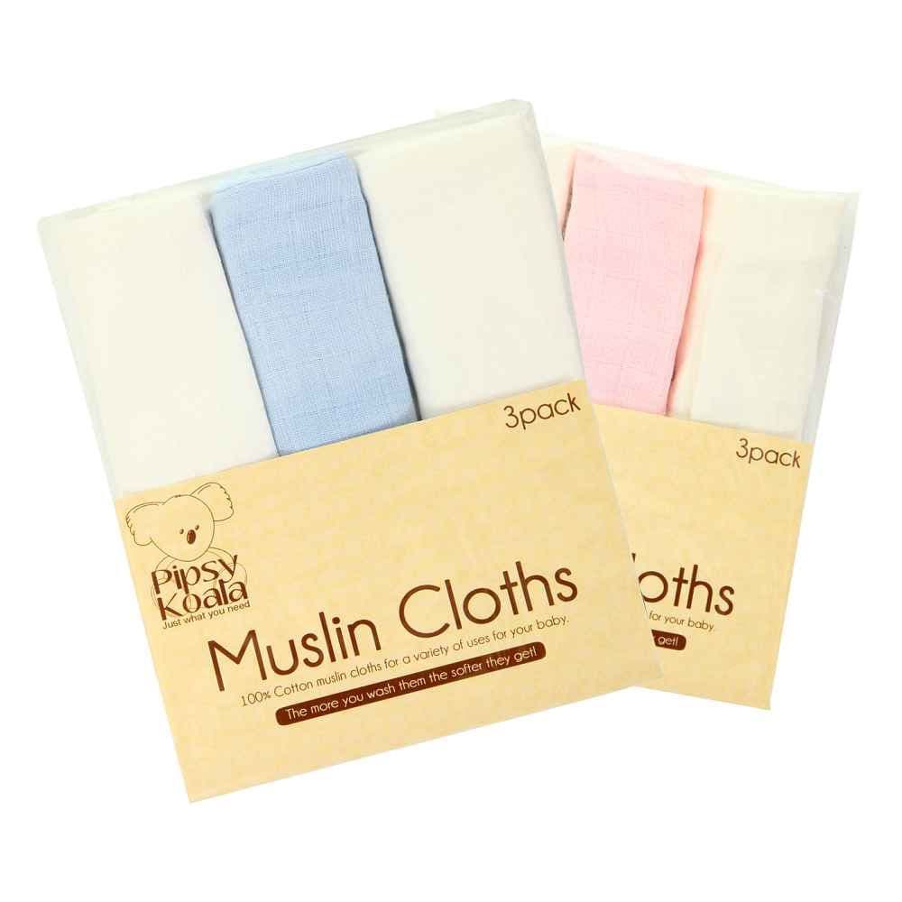 Pipsy Koala Muslin Cloth - pack of 3 - Blue pack left SALE