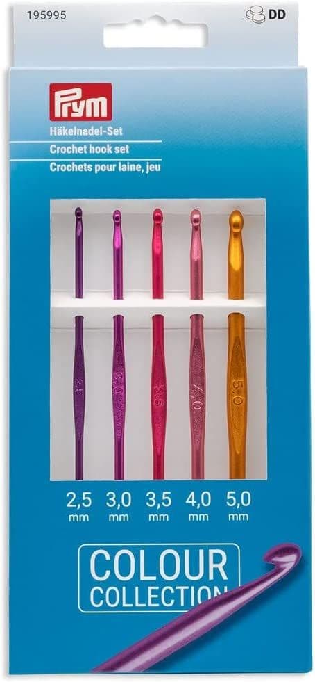 195995 Prym Crochet Hook Set Aluminium 2.5 - 5mm - Sgl