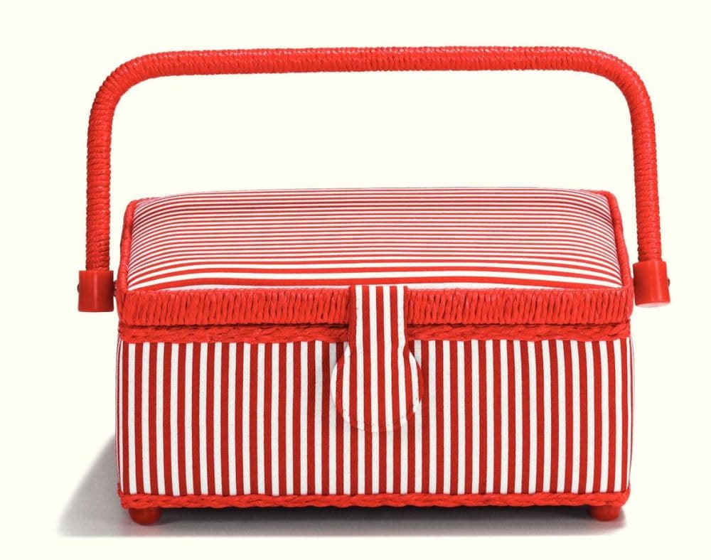 612270 - Prym Small Red Stripes Sewing Basket - Pack of 1