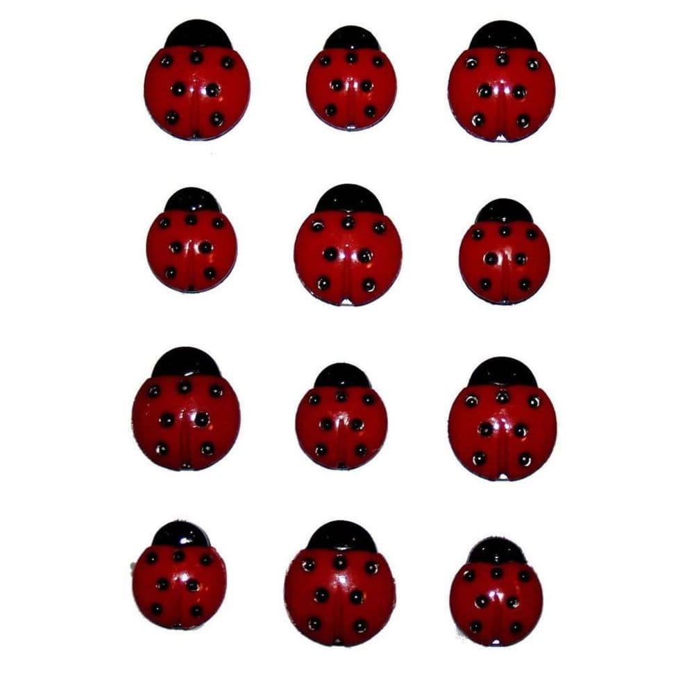 FBK354  Ladybird Buttons - Bagged 50 pcs