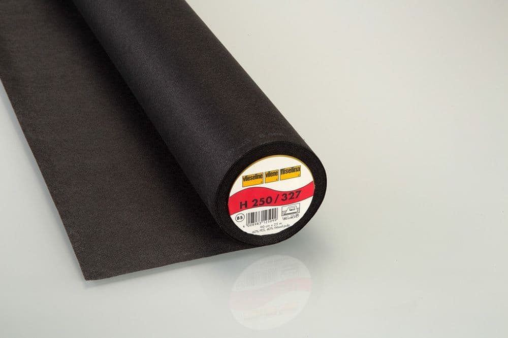 H250/327 Standard Easy Fuse Iron Firm Charcoal Interlining 90cm Width - 25mtr roll