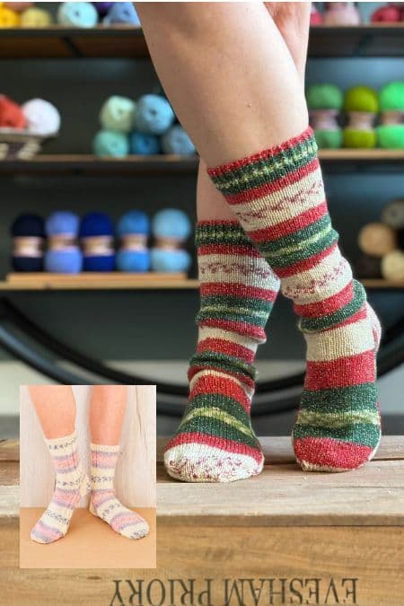 Head Over Heels Festive Pattern F156 Knitted Socks - FREE TO DOWNLOAD PATTERN