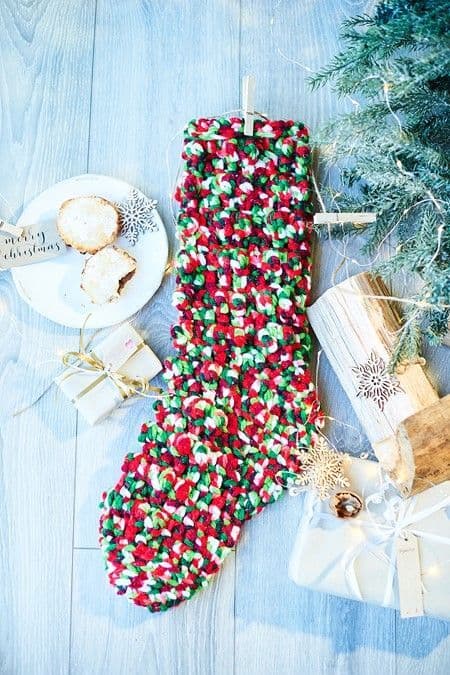 MGR XL Super Chunky Pattern 10030 Crocheted Christmas Tree Skirt and Stocking - Pk 5