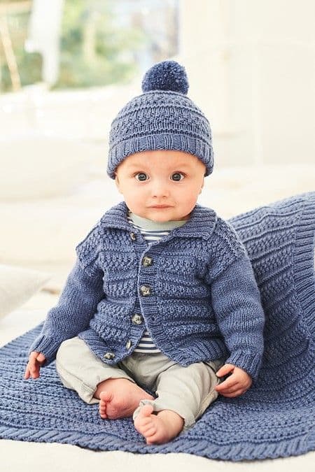 New Wondersoft DK Pattern 9907 Cardigan, Hat & Blanket Set - Pk 5