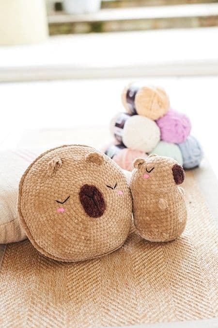 SCP Chenille Chunky Pattern 10242 Capybara Plushie and Cushion - Pk 5