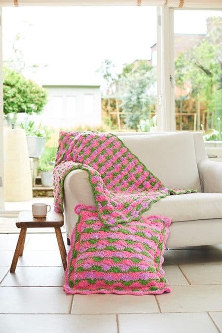 SCP Chenille Chunky Pattern 10248 Crochet Blankets & Cushion Cover - Pk 5