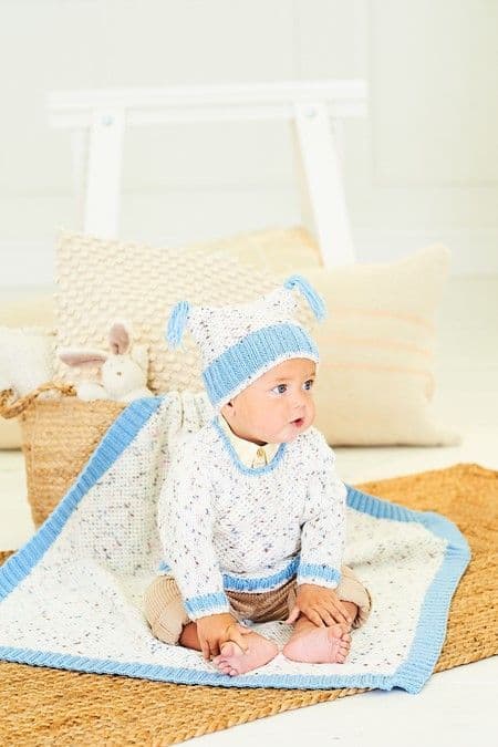SCP Pattern 10202 Sweaters, Hat & Blanket - Pk 5