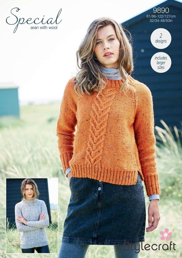 Sweaters Special Aran with Wool Pattern 9890 - Pk 5