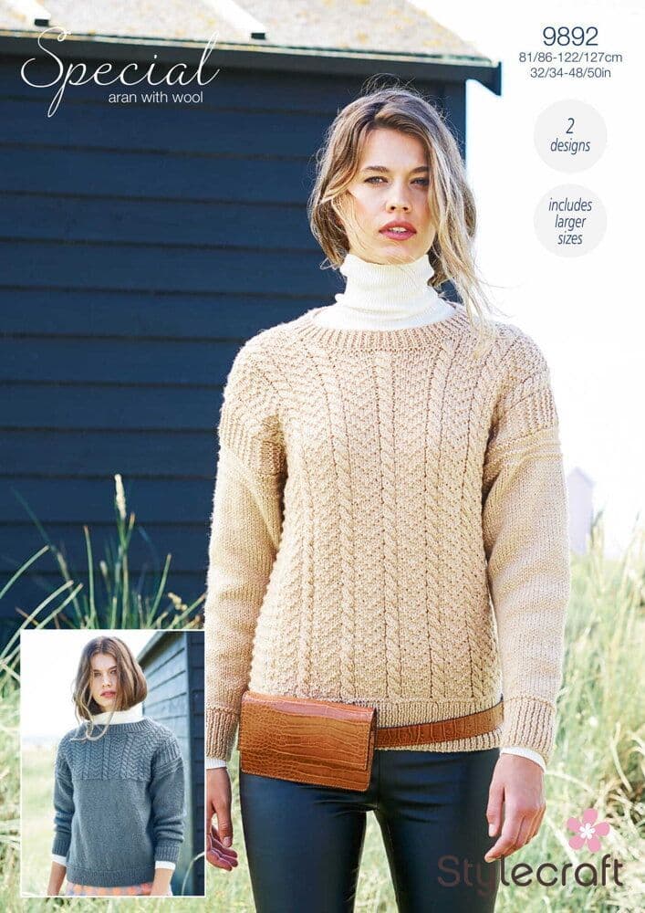 Sweaters Special Aran with Wool Pattern 9892 - Pk 5