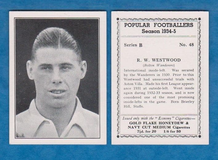 Bolton Wanderers Ray Westwood 48 & x28;RJH& x29;