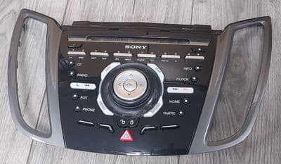 FORD CMAX MK3 SONY RADIO FASCIA TRIM SURROUND GREY COMPLETE BUTTONS 2011-2015