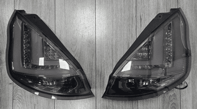FORD FIESTA MK7 BLACK TINTED SMOKED REAR LED TAIL LIGHT PAIR 2013 - 2017