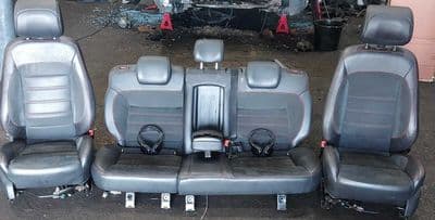 FORD MONDEO MK4 BLACK LEATHER INTERIOR SEATS RED STITCHING LCD SCREENS 2007-2014