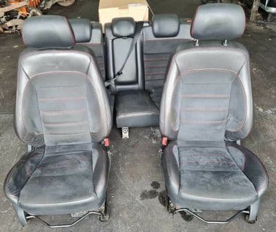 FORD MONDEO MK4 HEATED BLACK LEATHER INTERIOR SEATS RED STITCHING 2007-2014