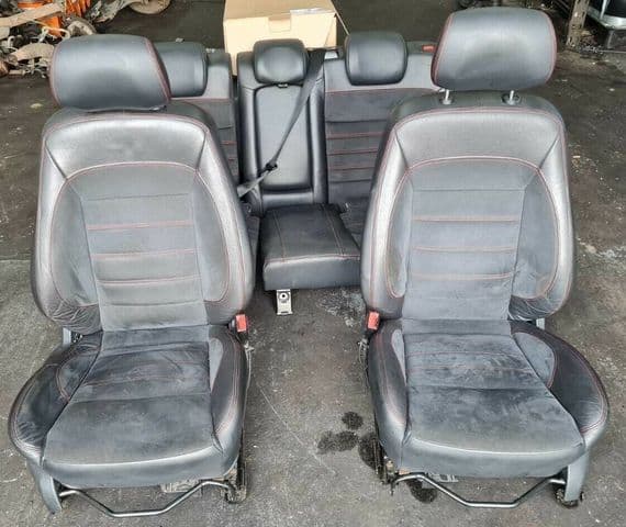 FORD MONDEO MK4 HEATED COOLED BLACK LEATHER INTERIOR SEATS RED STITCH 2007-2014