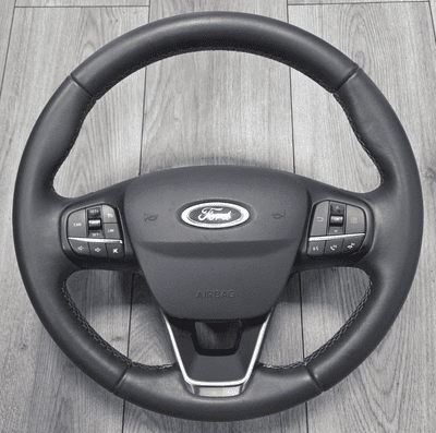 GENUINE FORD FIESTA MK8 LEATHER STEERING WHEEL WITH AIRBAG 2017 - 2023