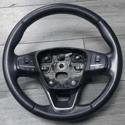 GENUINE FORD FIESTA MK8 MULTI FUNCTION BLACK LEATHER STEERING WHEEL 2017-2023