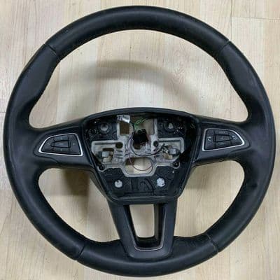 GENUINE FORD FOCUS MK3 3 SPOKE MULTI-FUNCTION LEATHER STEERING WHEEL 2015-2018