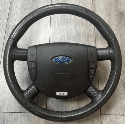 GENUINE FORD MONDEO MK3 ST ST220 LEATHER / CARBON STEERING WHEEL 2002 - 2007