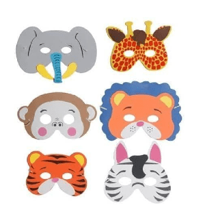 Assorted Jungle Animals Foam Masks – Pack of 6