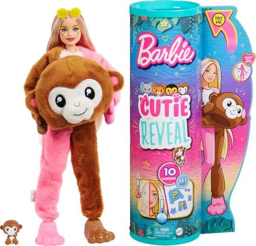 Barbie Cutie Reveal Doll with Monkey Plush Costume  Jungle Series