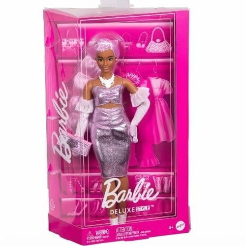 Barbie Deluxe Style in Barbiecore Outfit Pink Hair and Glossy Pink Dress