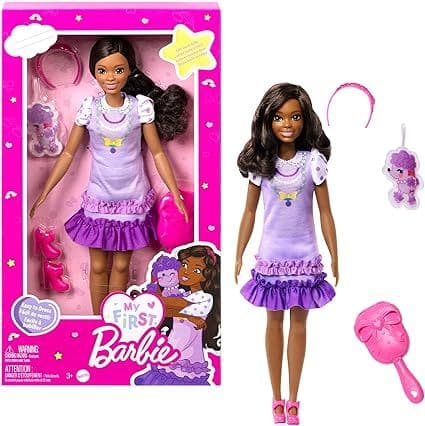 Barbie Doll for Preschoolers,My First Brooklyn” Doll, 13.5 Inch doll, Black Hair, Kids